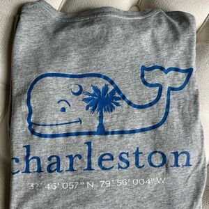 Vineyard Vines Gray Long Sleeve Tee with Blue Whale Design